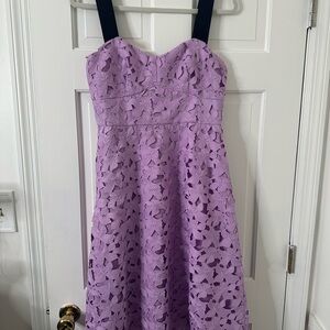 J. Crew Lavender Cocktail Dress with Navy Straps